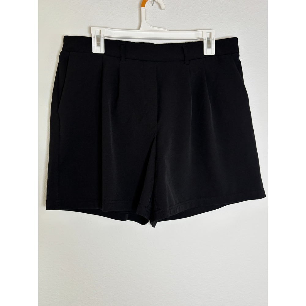 32 Degrees Cool Womens Black Pleated Shorts Elastic Waist Pockets Size Large
